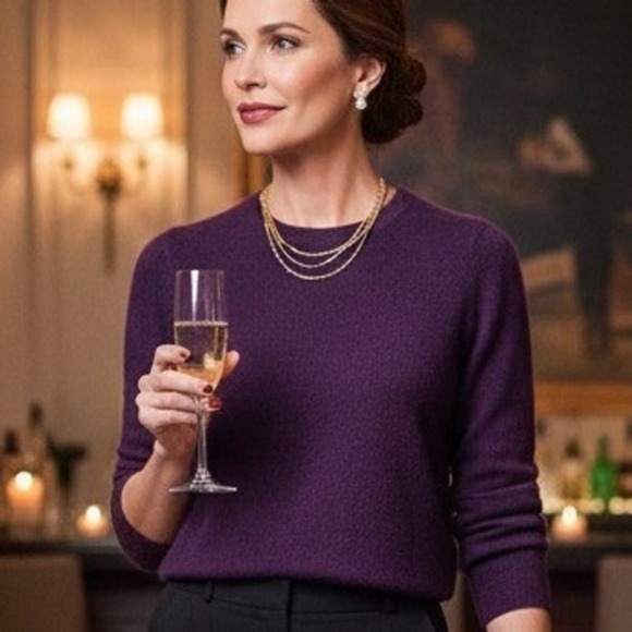 Talbots Sweaters - Talbots $199 0X Petite 100% Cashmere Purple Heather Rich Amethyst Audrey Sweater